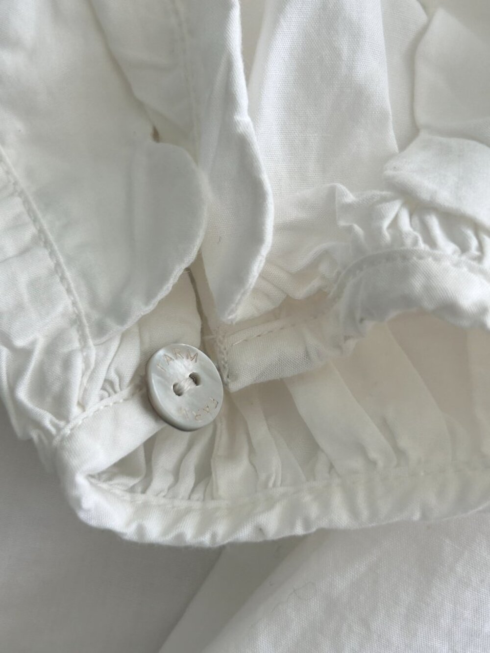 Farm Rio Off-White Long Sleeve Smocked Blouse/Top/Shirt Scalloped Size Small NWT - Picture 12 of 12